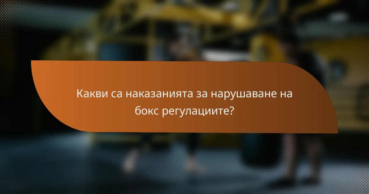 Какви са наказанията за нарушаване на бокс регулациите?