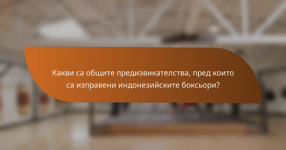 Какви са общите предизвикателства, пред които са изправени индонезийските боксьори?