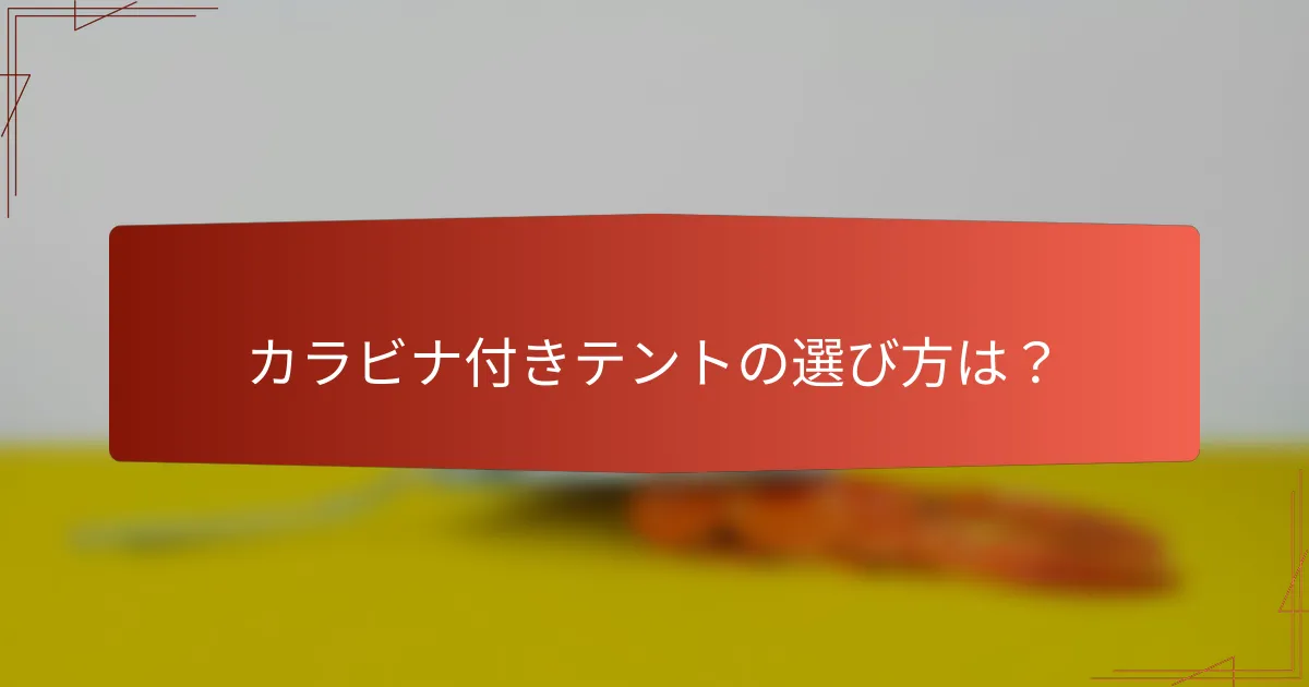 カラビナ付きテントの選び方は?