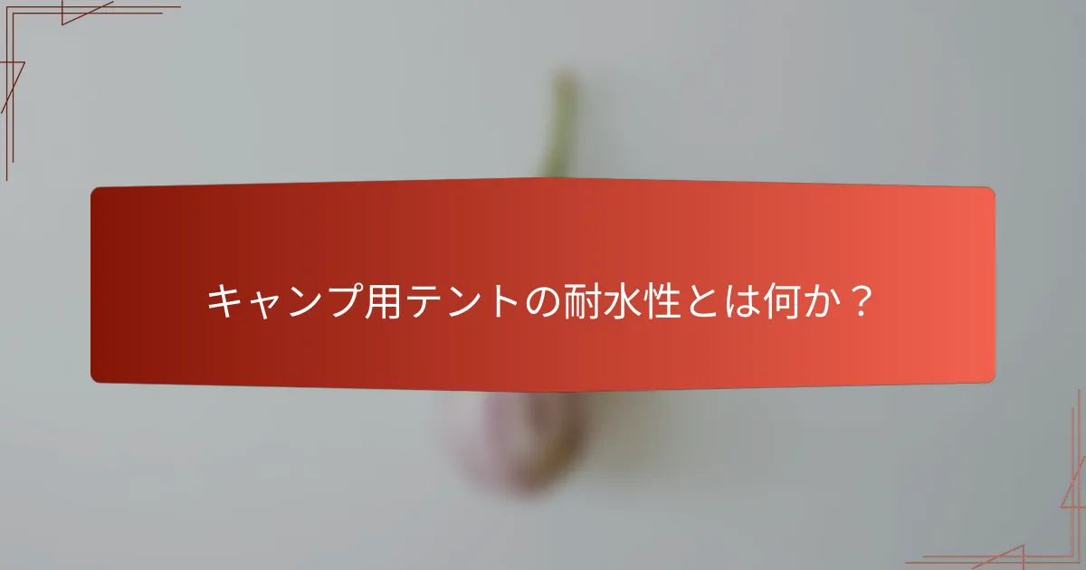 キャンプ用テントの耐水性とは何か？