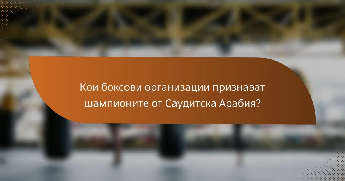 Кои боксови организации признават шампионите от Саудитска Арабия?