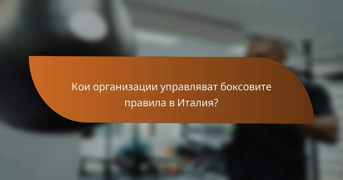 Кои организации управляват боксовите правила в Италия?