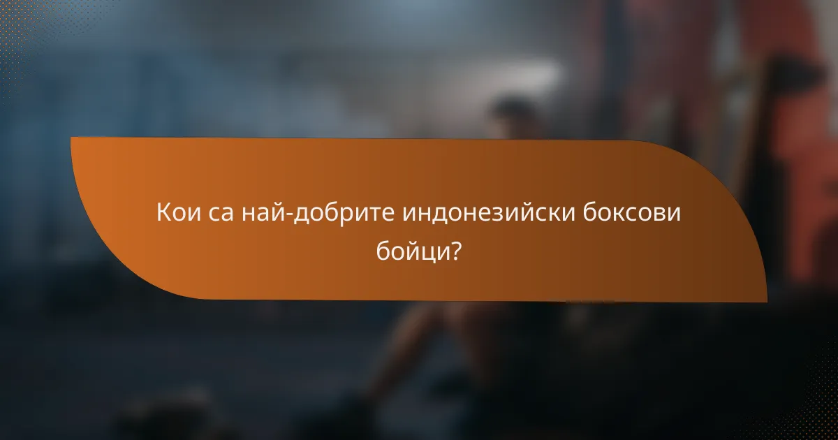 Кои са най-добрите индонезийски боксови бойци?