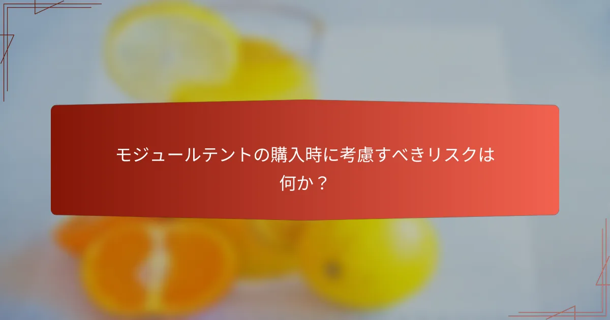 モジュールテントの購入時に考慮すべきリスクは何か？