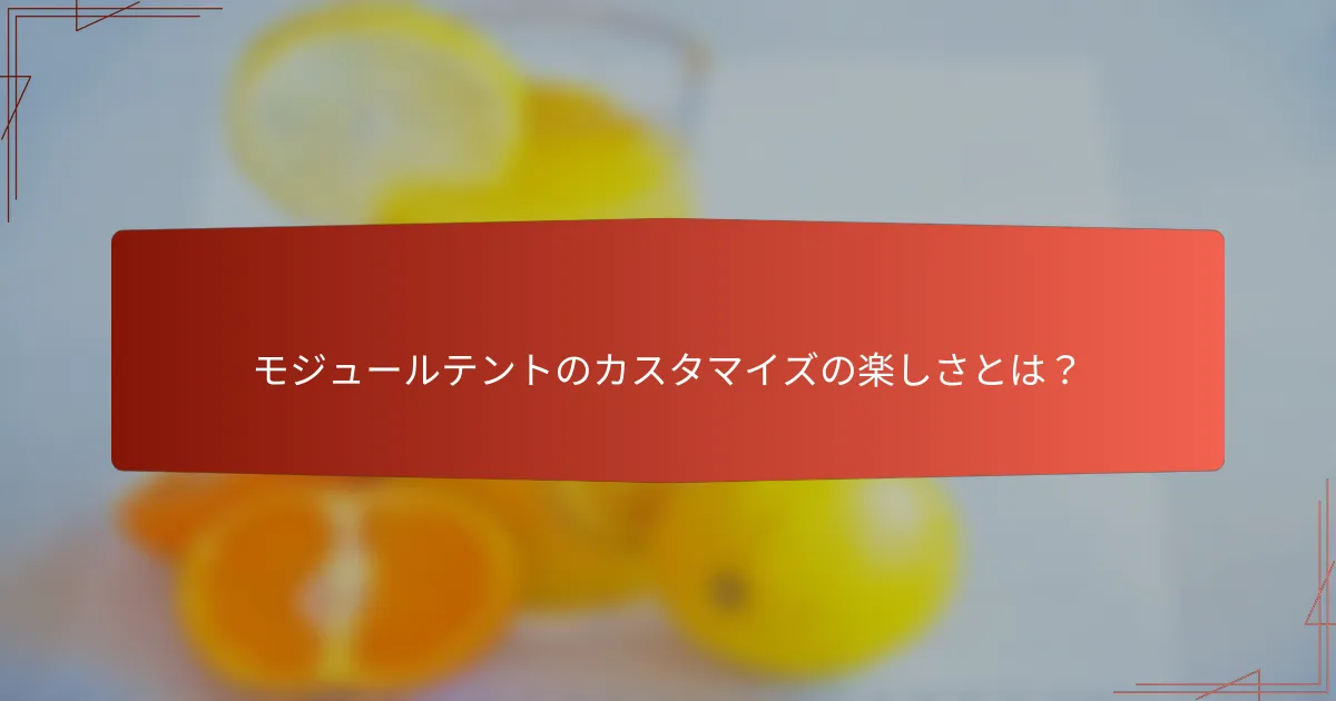 モジュールテントのカスタマイズの楽しさとは？