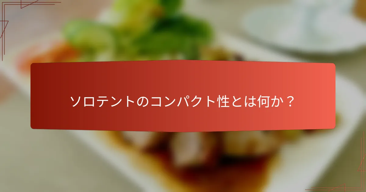 ソロテントのコンパクト性とは何か？